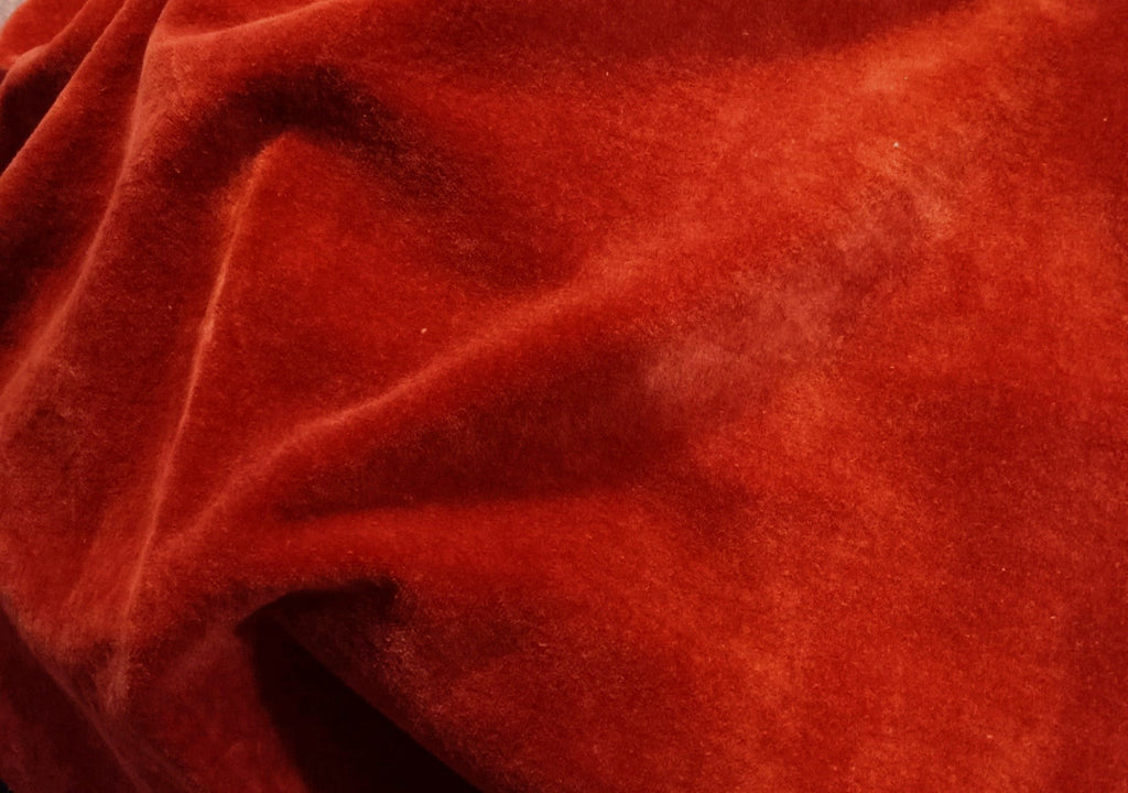 Heirloom Tomato Red-Orange Hand-dyed 100% Organic Cotton Velvet Fabric