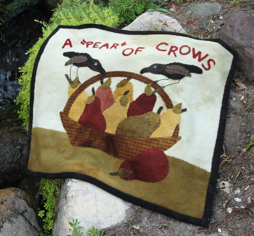 Downloadable A "Pear" of Crows Wool Applique' Pattern by Kay Cloud and Laura Hakes