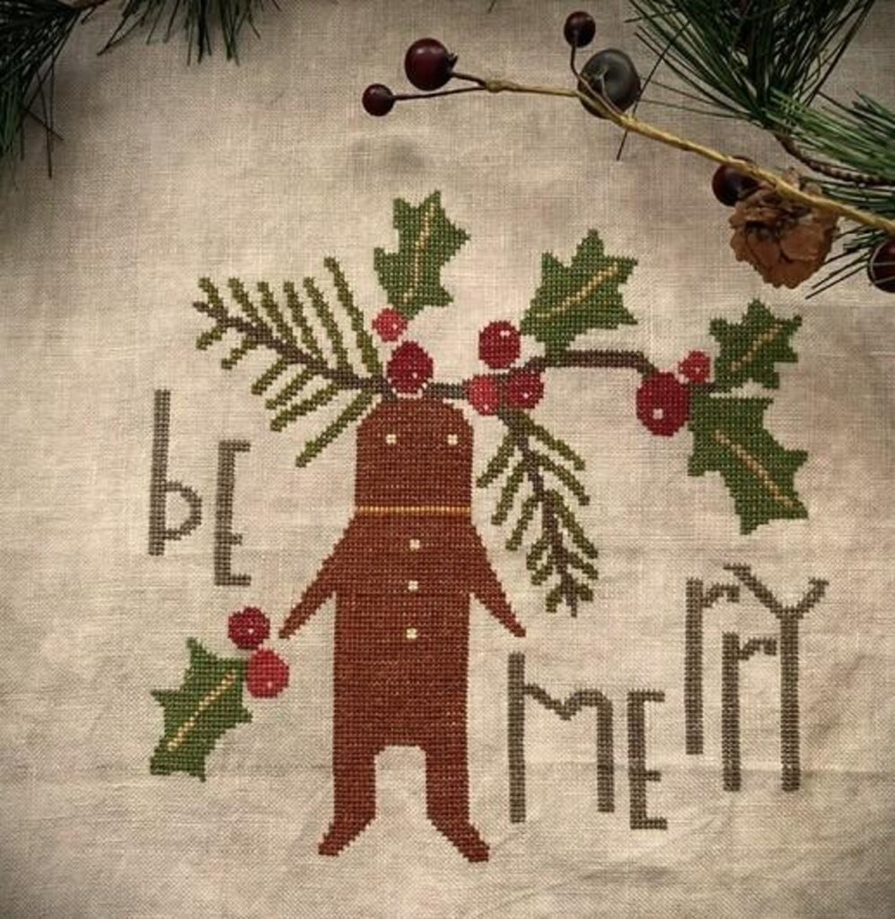 Be Merry Gingerbread Cross Stitch Pattern by Robin Leuschen