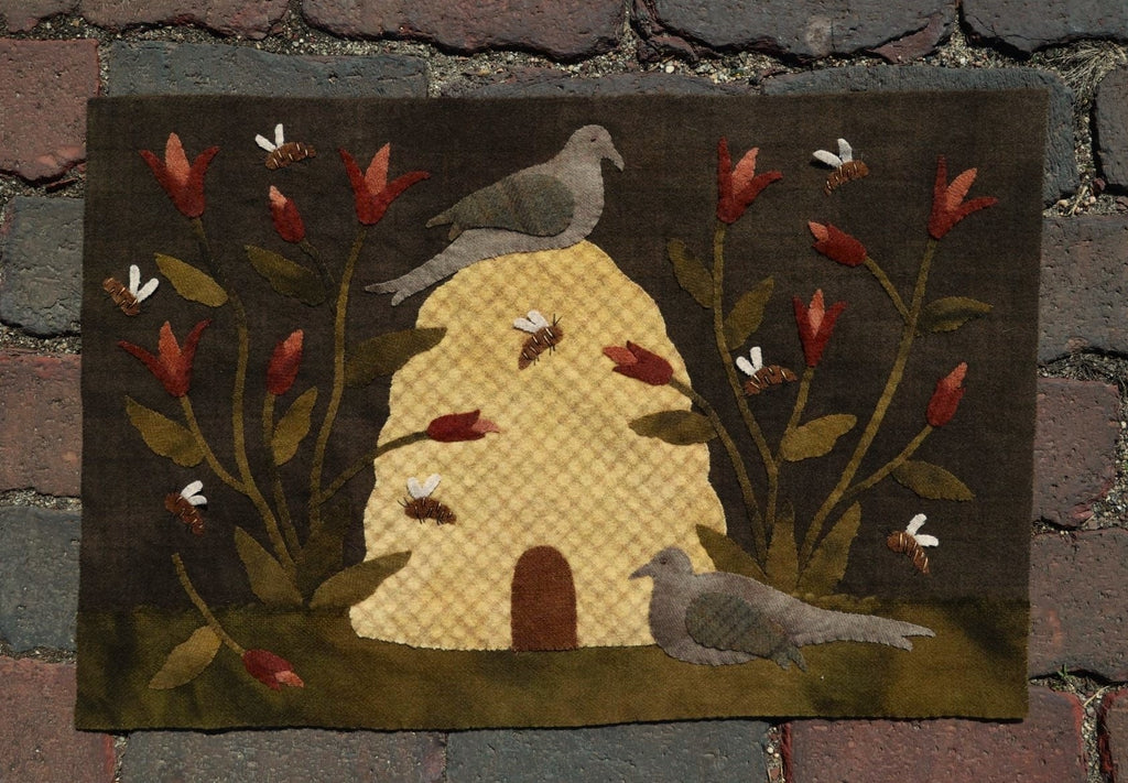 Downloadable Birds and Bees in Harmony Wool Applique' Pattern by Laura Hakes Fiddlestix Designs