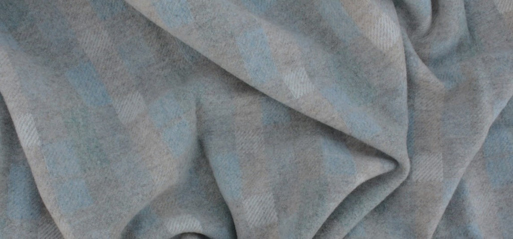 Blue and Gray Blocks Mill-dyed Wool Fabric