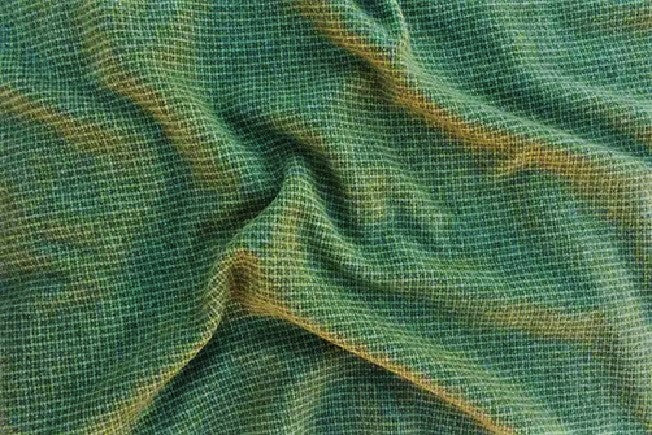 Green Mini-Check Mill-dyed Wool Fabric