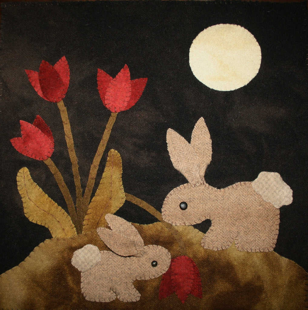 Downloadable Night Visitors Wool Applique' Pattern by Kay Cloud and Laura Hakes