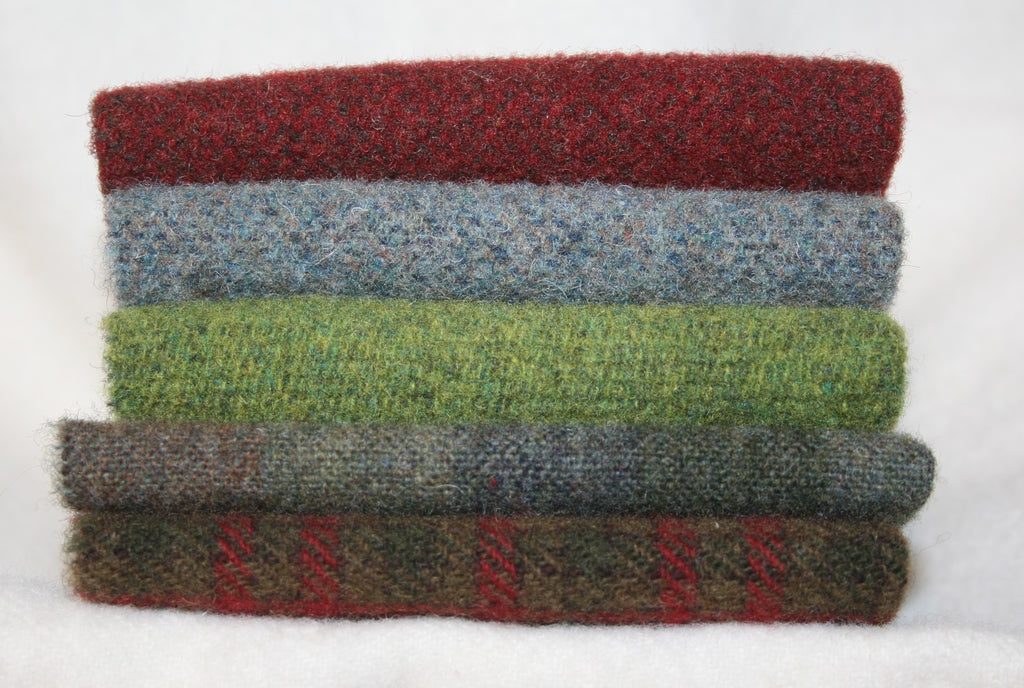 Five Pack of 8" x 8" Mill-dyed Wool Bundle