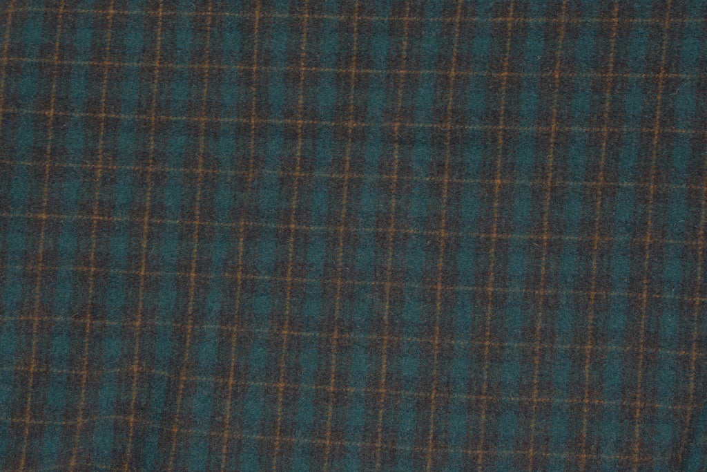 Teal Plaid Mill-dyed Wool Fabric