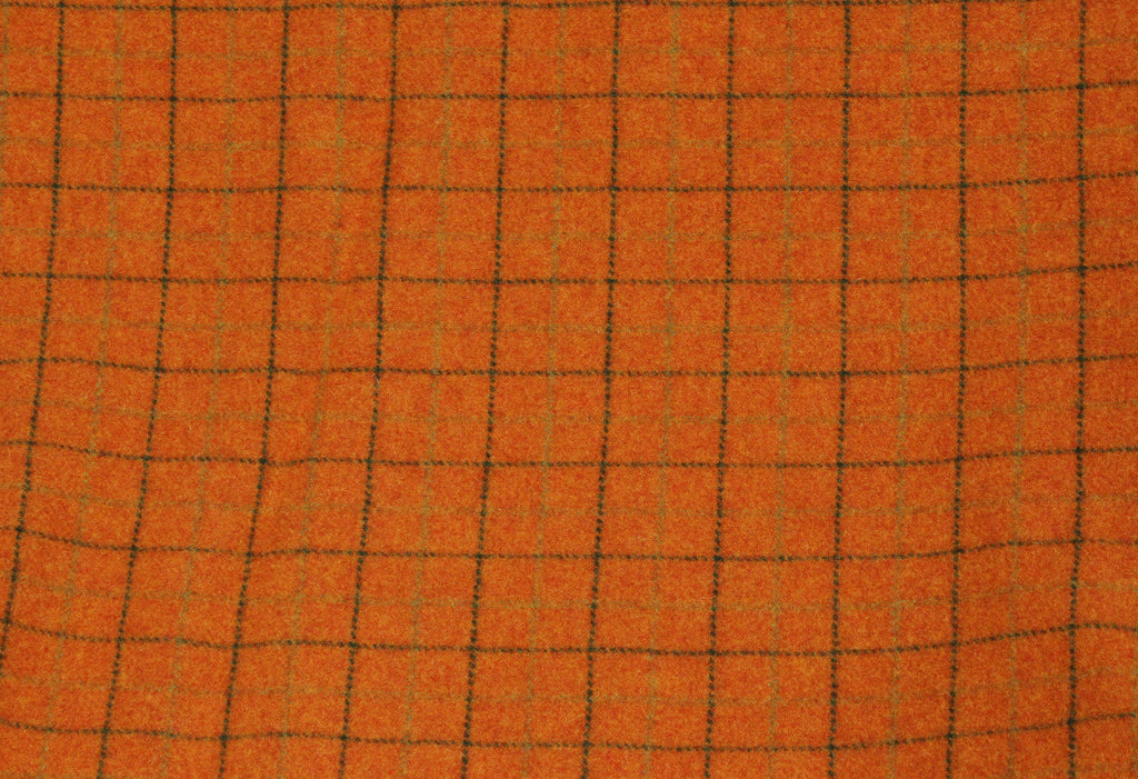 Pumpkin Windowpane Mill-dyed Wool Fabric