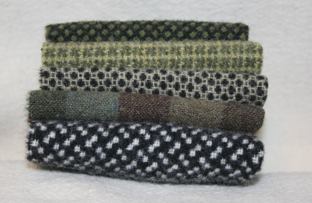 Five Pack of 8" x 8" Mill-dyed Wool Bundle