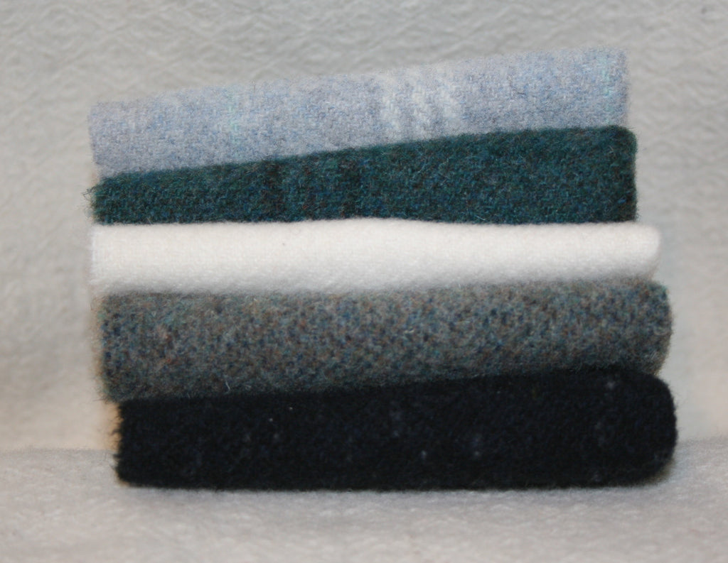 Five Pack of 8" x 8" Mill-dyed Wool Bundle