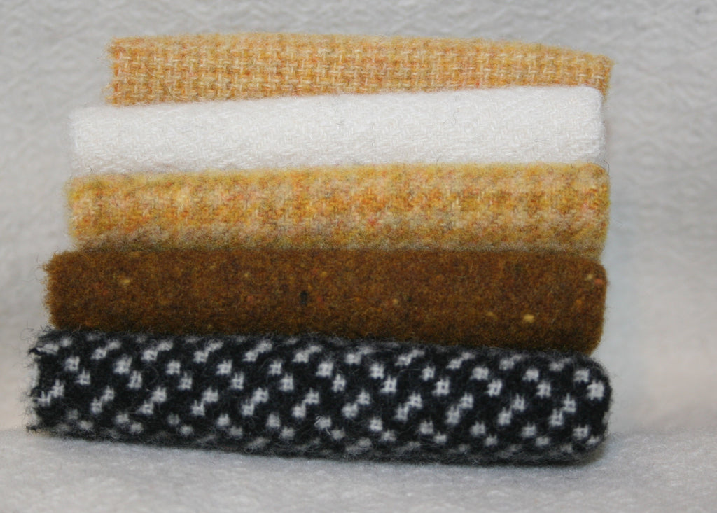 Five Pack of 8" x 8" Mill-dyed Wool Bundle