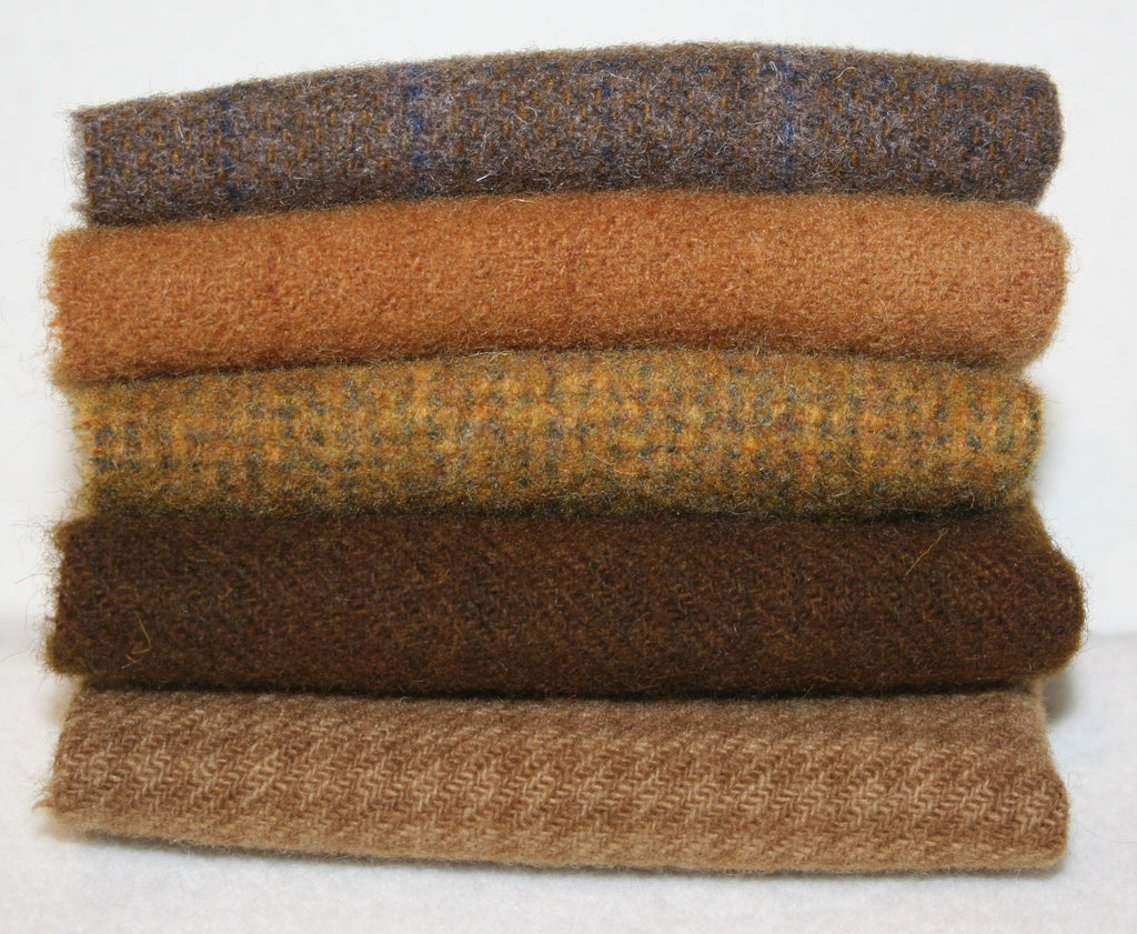 Five Pack of 8" x 8" Mill-dyed Wool Bundle