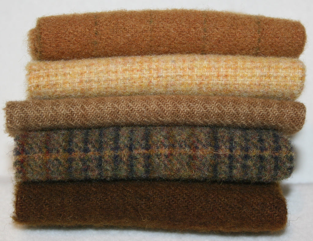 Five Pack of 8" x 8" Mill-dyed Wool Bundle