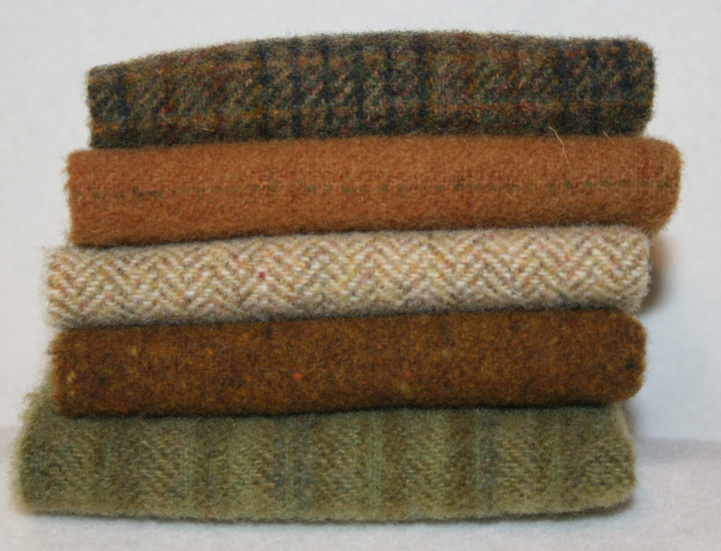 Five Pack of 8" x 8" Mill-dyed Wool Bundle