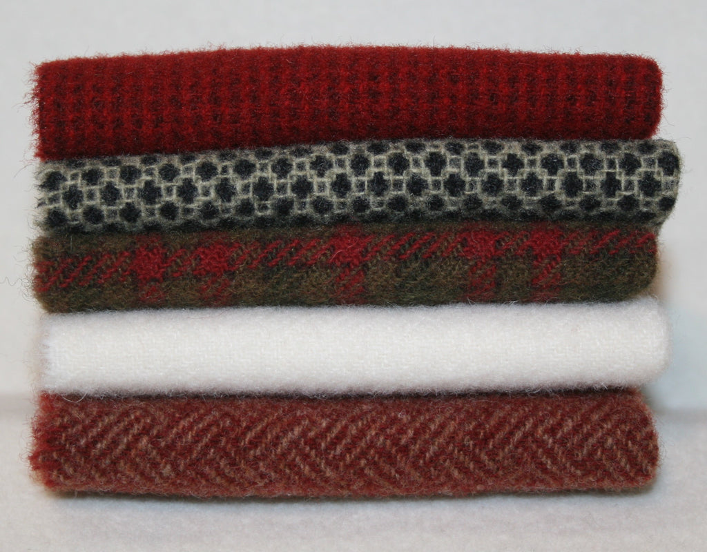 Five Pack of 8" x 8" Mill-dyed Wool Bundle