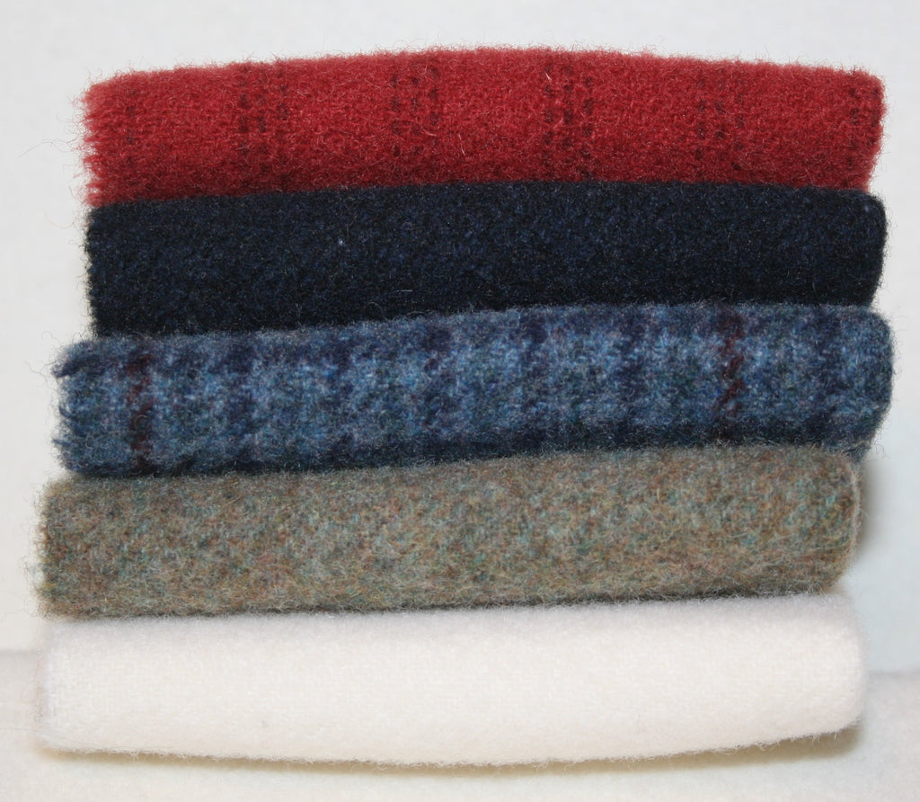 Five Pack of 8" x 8" Mill-dyed Wool Bundle