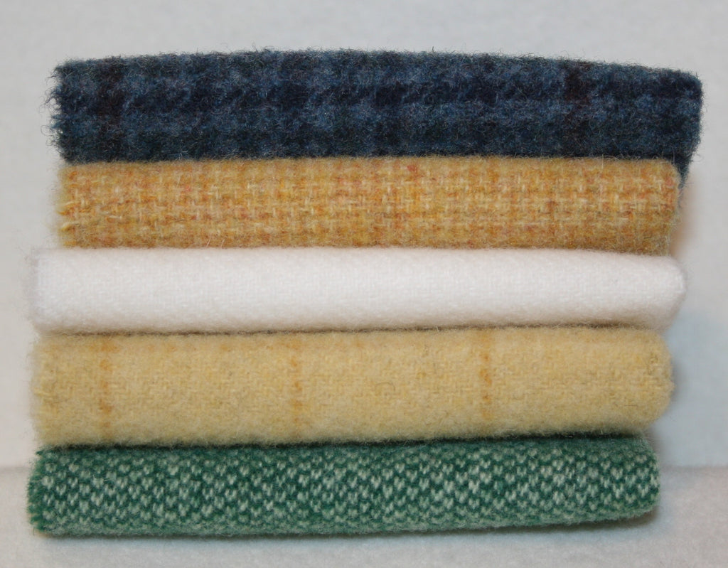 Five Pack of 8" x 8" Mill-dyed Wool Bundle