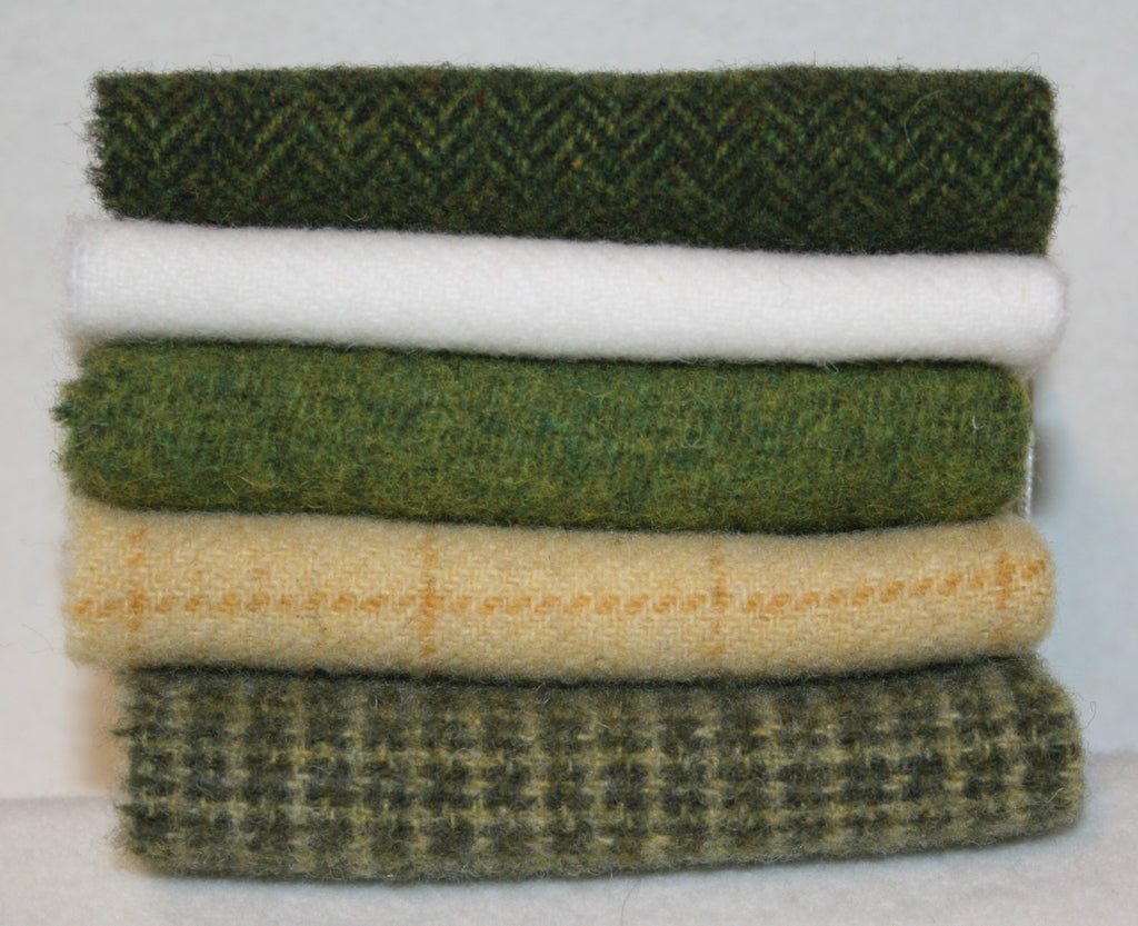 Five Pack of 8" x 8" Mill-dyed Wool Bundle