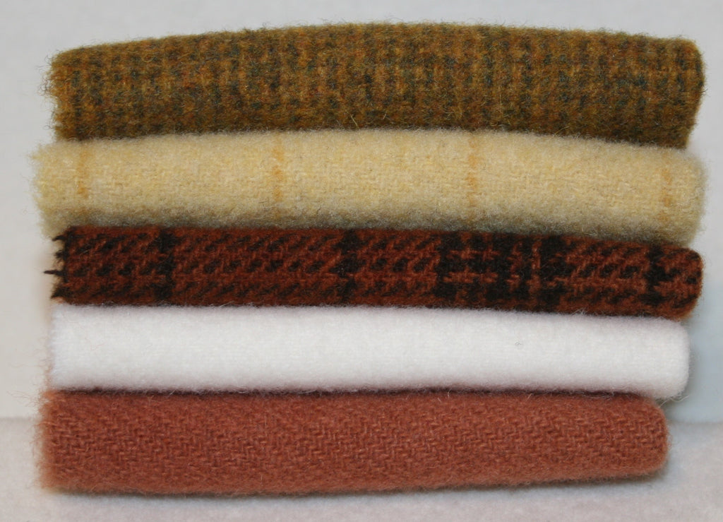 Five Pack of 8" x 8" Mill-dyed Wool Bundle