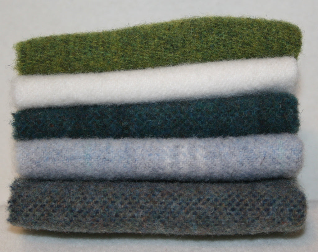 Five Pack of 8" x 8" Mill-dyed Wool Bundle