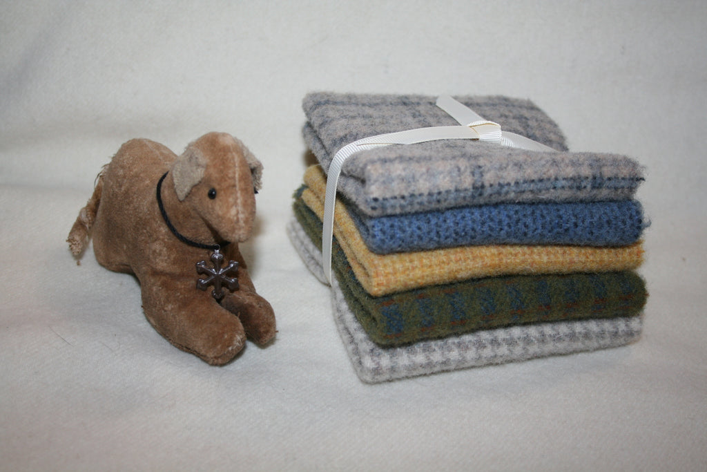 Five Pack of 8" x 7" Mill-dyed Wool Bundle