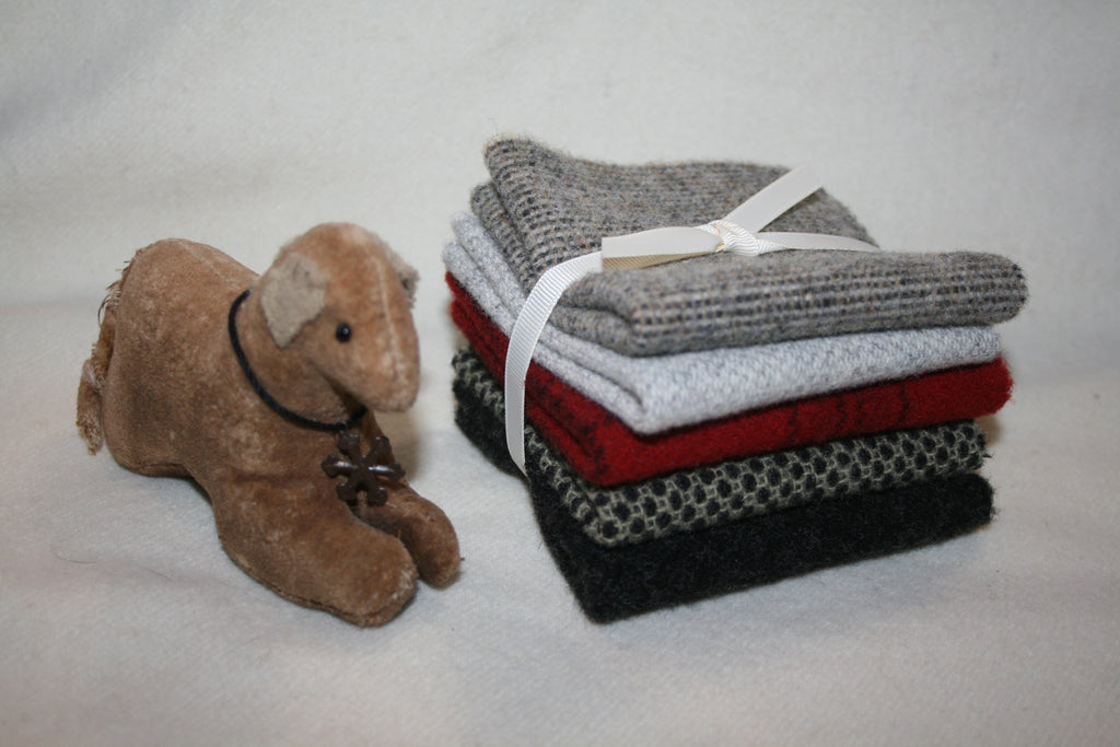Five Pack of 8" x 7" Mill-dyed Wool Bundle