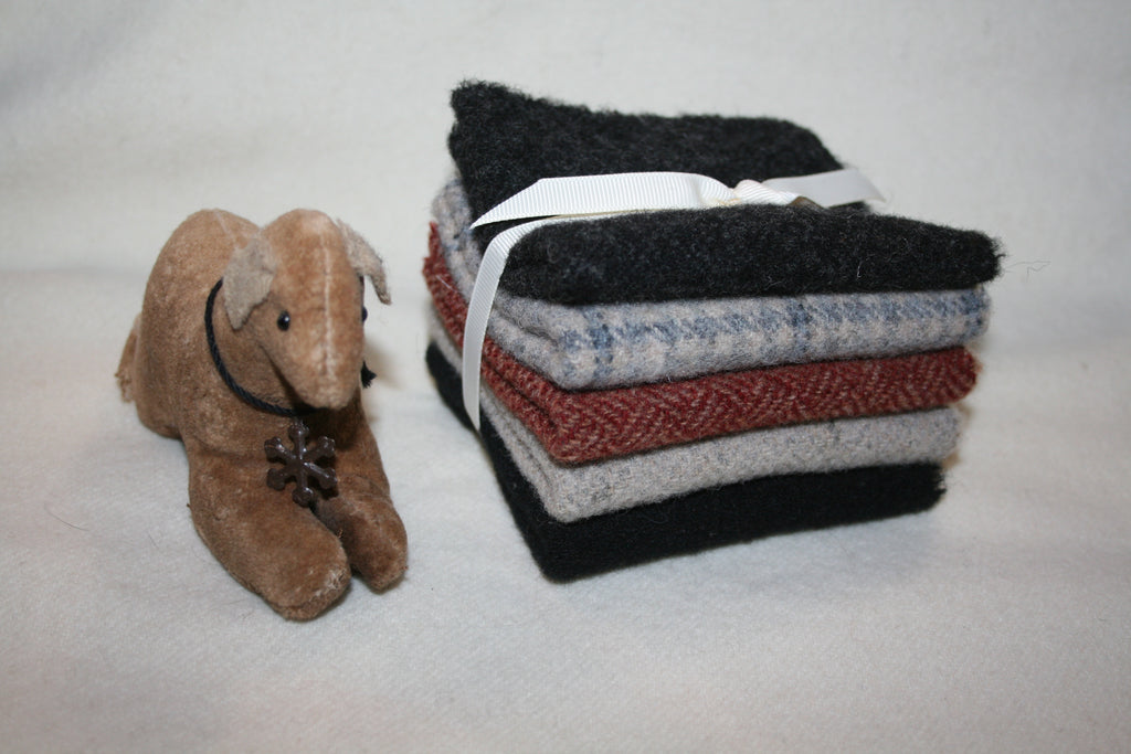 Five Pack of 8" x 7" Mill-dyed Wool Bundle