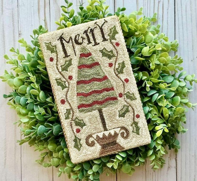 Merry Tree Punch Needle Pattern designed by Robin Leuschen