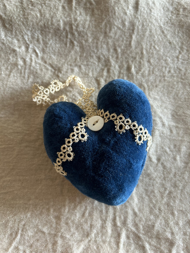 "Antique Indigo Heart Pin Keep" Handmade for You, by Laura Hakes