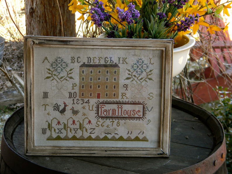 Spring Farmhouse Cross Stitch Pattern by Notforgotten Farm