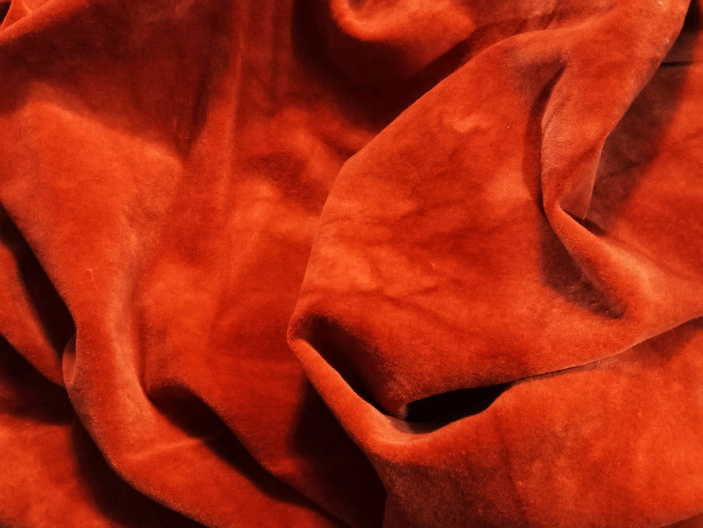 Tangerine Hand-dyed 100% Organic Cotton Velvet Fabric