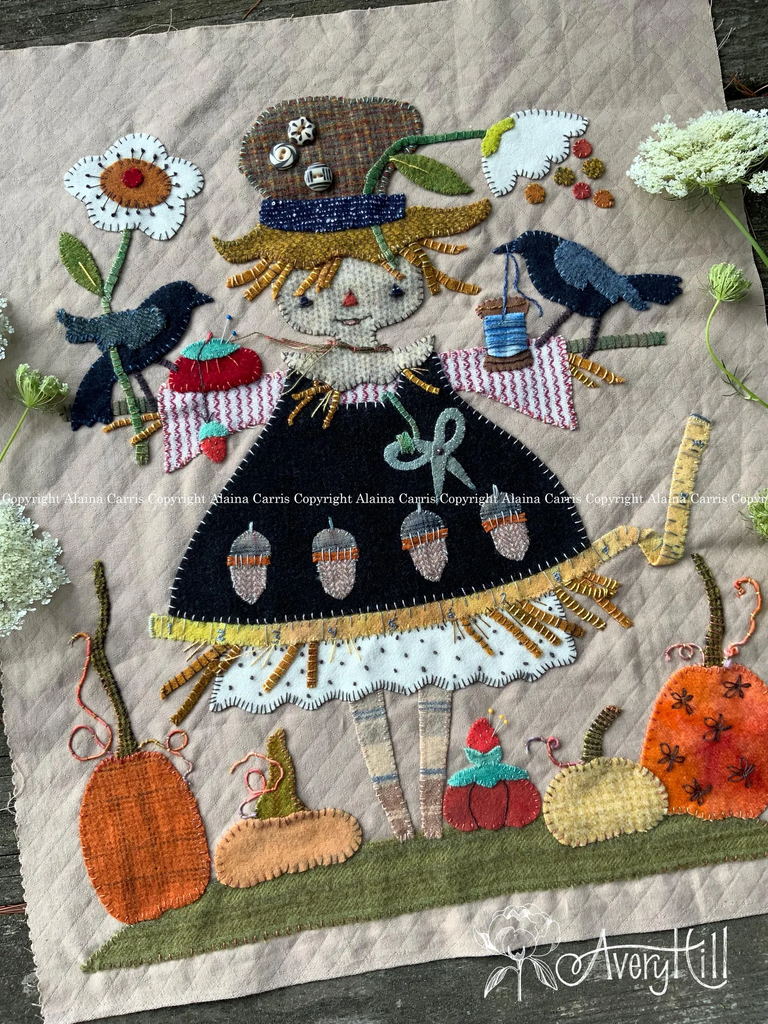 Acorn Annie and Stitching Crows Wool Applique Pattern by Alaina Carris