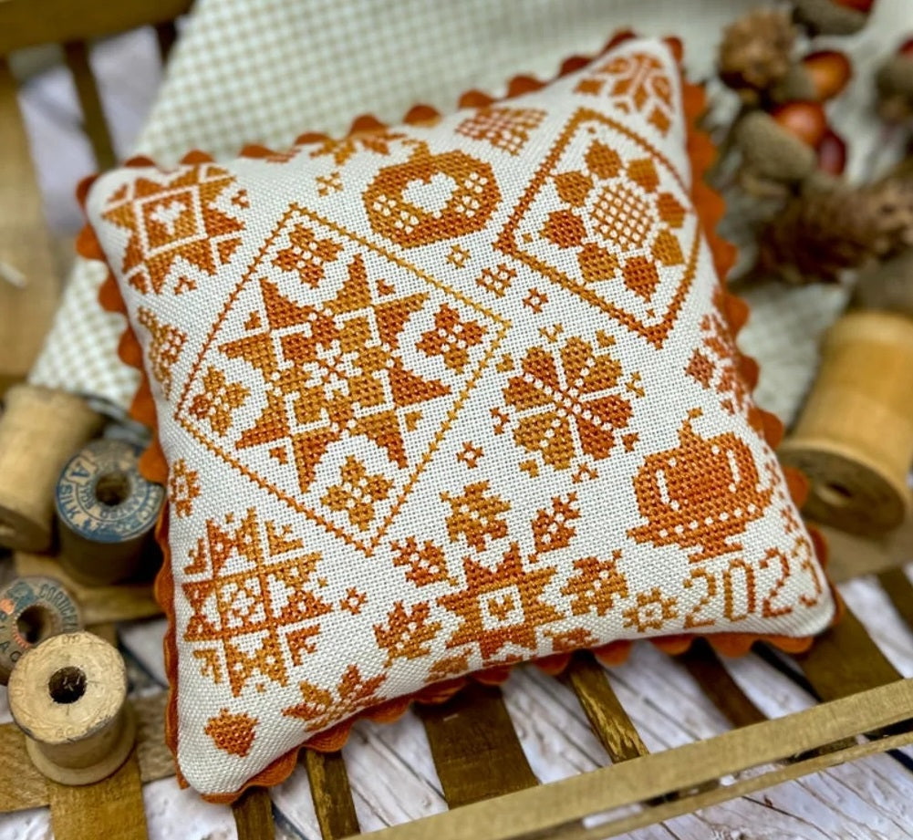 Autumn Quaker Cross Stitch Pattern by Lindsey Weight – fiddlestix designs