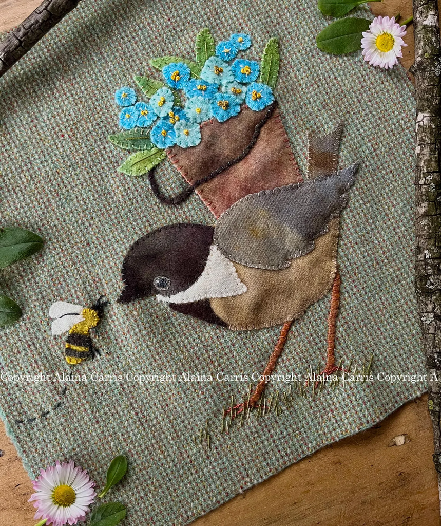 Forget Me Not Delivery Wool Applique Pattern by Alaina Carris
