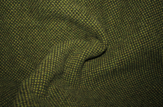 Grass Green and Black Honeycomb Mill-dyed Wool Fabric