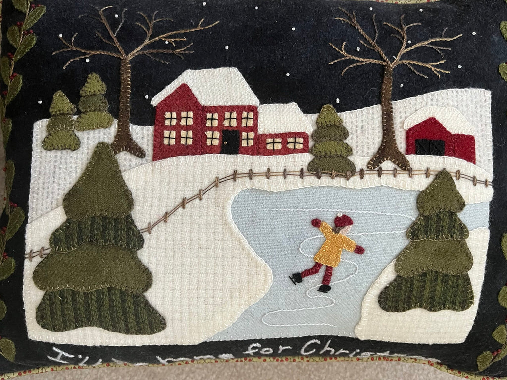 Home for Christmas Wool Applique Pattern by Karen Yaffe - Kit Option Available