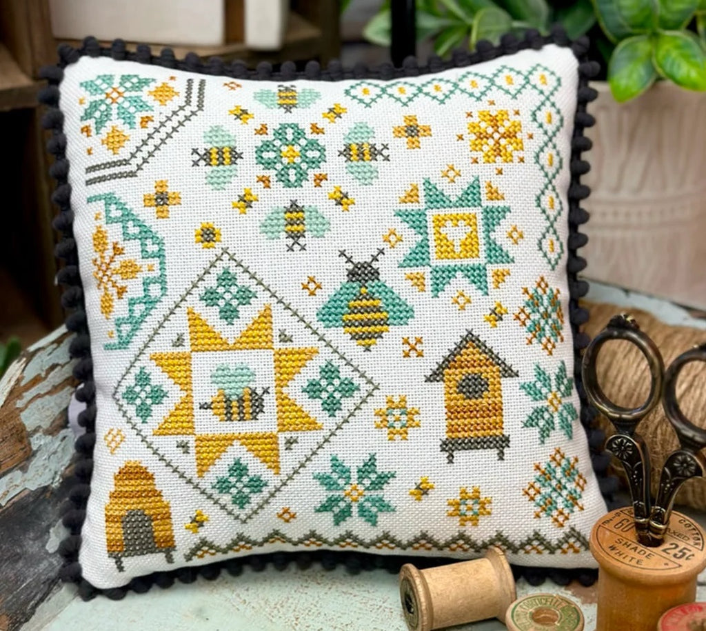 Honeybee Quaker Cross Stitch Pattern by Lindsey Weight