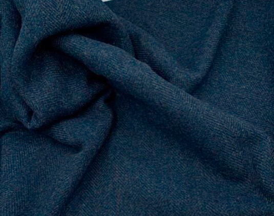 Navy Blue Chevron Mill-dyed Wool Fabric