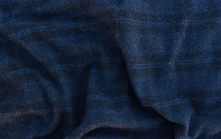 Navy Plaid Mill-dyed Wool Fabric