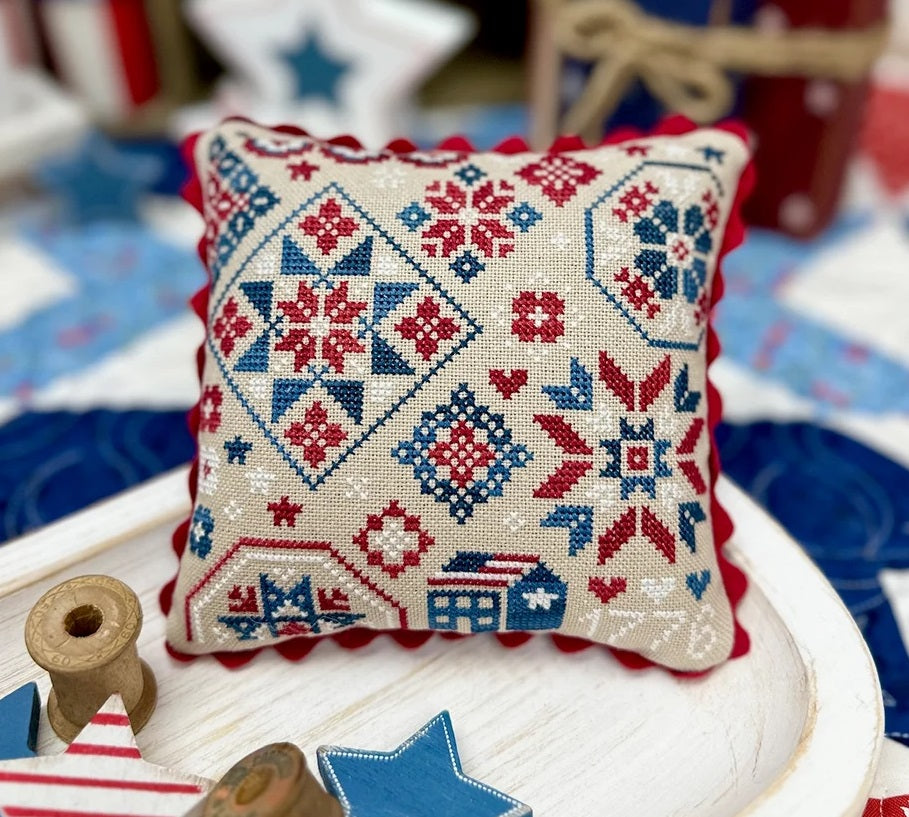 Patriot Quaker Cross Stitch Pattern by Lindsey Weight – fiddlestix designs