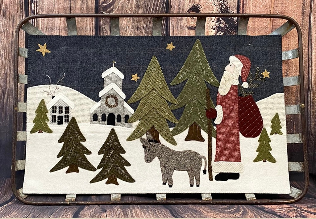 Santa in the Woods Wool Applique Pattern by Karen Yaffe - Kit Option Available