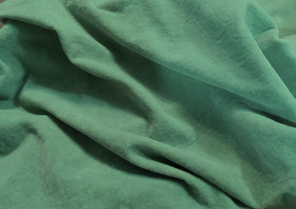 Sea Glass Blue-Green Hand-dyed 100% Organic Cotton Velvet Fabric