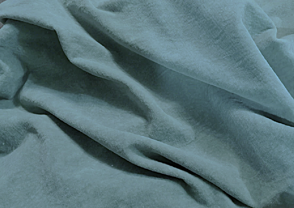 Sea Glass Blue-Green Hand-dyed 100% Organic Cotton Velvet Fabric