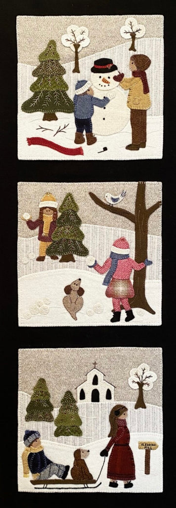 Snow Day - 3 block Wool Applique Pattern by Karen Yaffe - Kit Option Available