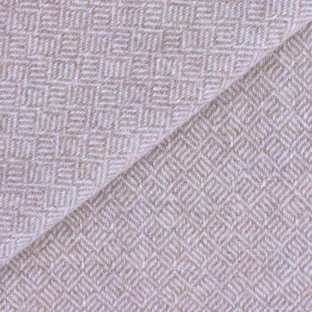 Tan and Cream Geometric Mill-dyed Wool Fabric