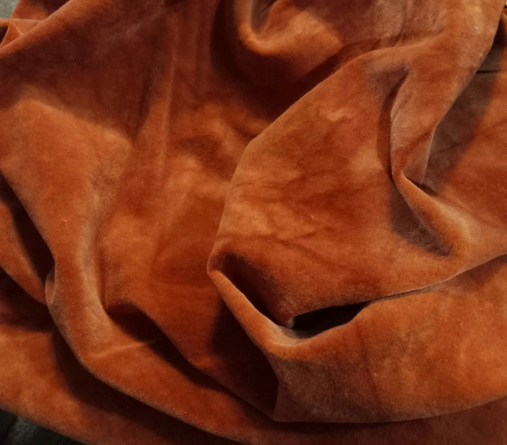 Tangerine Hand-dyed 100% Organic Cotton Velvet Fabric