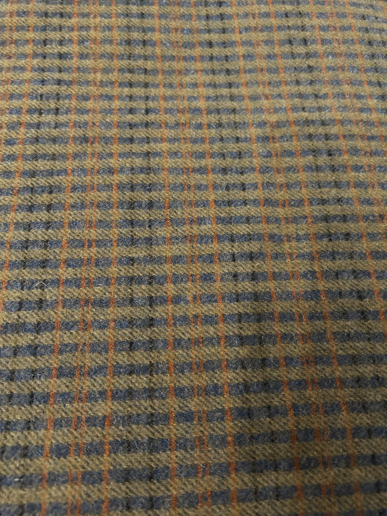 Blue and Green Multi Check Mill-dyed Wool Fabric