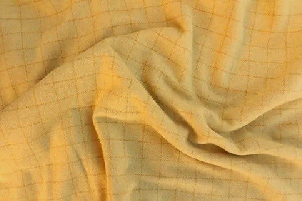 Pale Yellow Window Pane Mill-dyed Wool Fabric