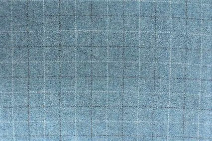 Baby Blue Window Pane Mill-dyed Wool Fabric