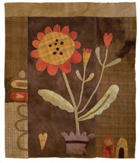 Autumn Blooms Wool Applique Pattern by Maggie Bonanomi - Kit Options and Handmade Option Available, using Blackberry Primitives Hand-dyed Wool