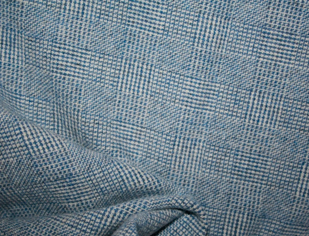 Blue and White Mini Check Windows Mill-dyed Wool Fabric