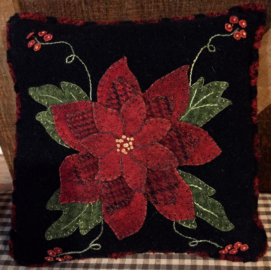 Little Poinsettia Pillow Pattern designed by Cricket Street - Kit Option is Available